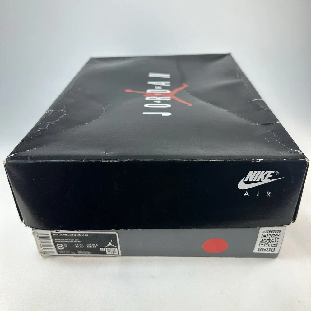 Nike Air Jordan 9 Retro Fire Red CT8019-162 Men's Size 8.5 White Cool Grey